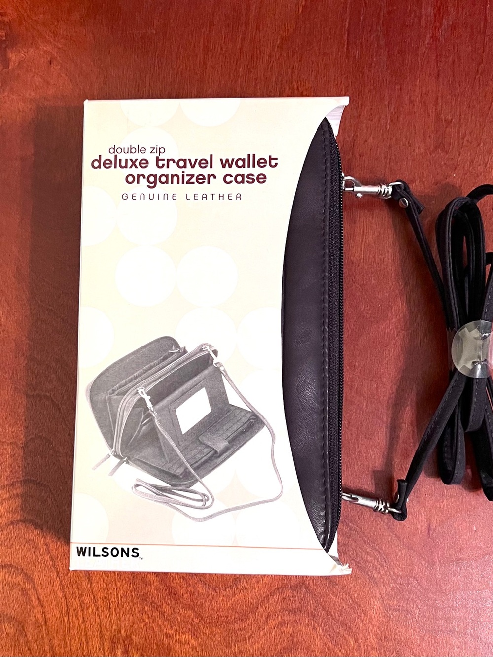 Wilsons Double Zip Deluxe Travel Wallet Organizer - Black
